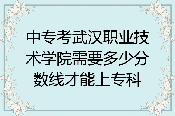 中专考武汉职业技术学院需要多少分数线才能上专科