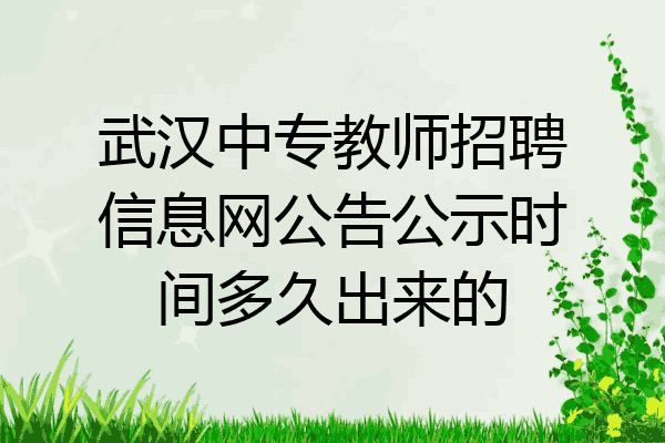 武汉中专教师招聘信息网公告公示时间多久出来的