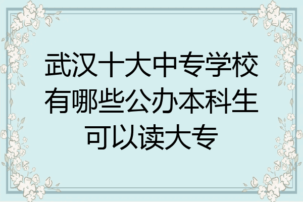 武汉十大中专学校有哪些公办本科生可以读大专