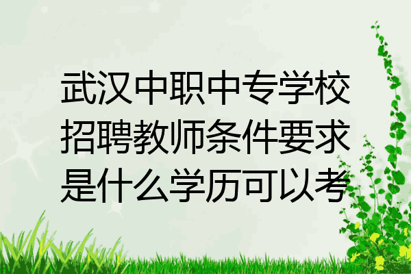 武汉中职中专学校招聘教师条件要求是什么学历可以考