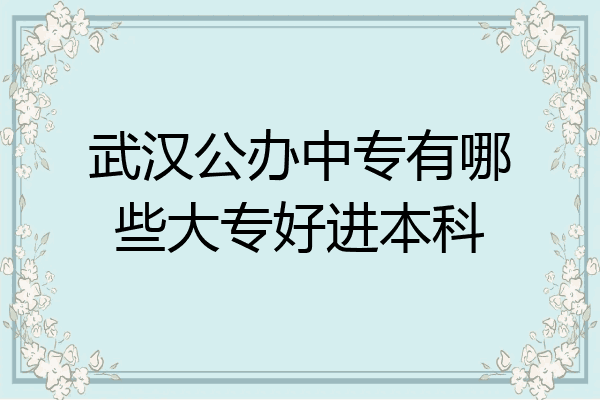 武汉公办中专有哪些大专好进本科