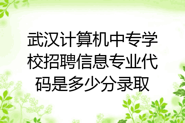 武汉计算机中专学校招聘信息专业代码是多少分录取