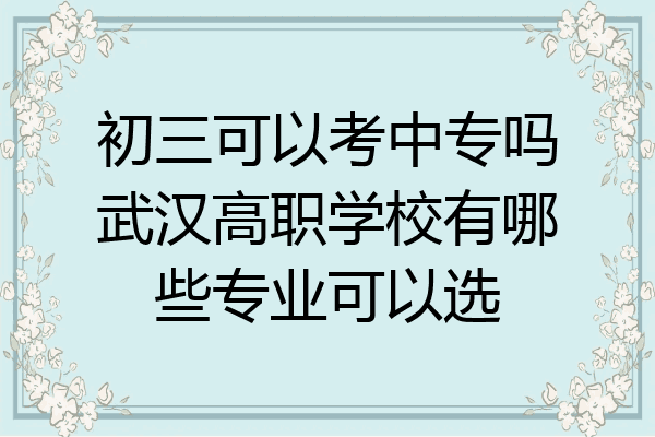 初三可以考中专吗武汉高职学校有哪些专业可以选