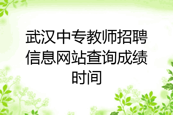 武汉中专教师招聘信息网站查询成绩时间
