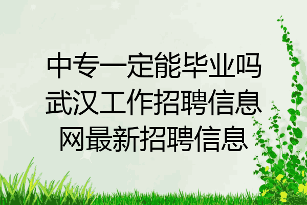 中专一定能毕业吗武汉工作招聘信息网最新招聘信息
