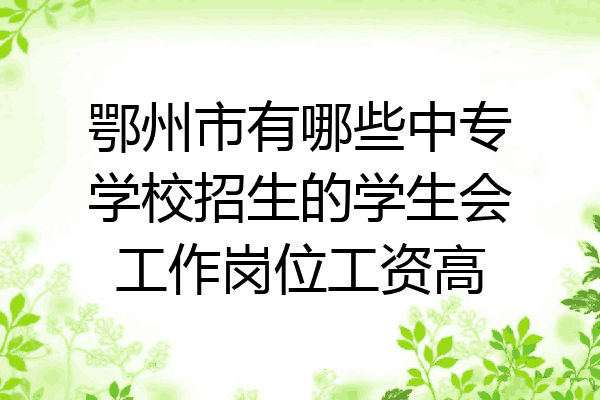 鄂州市有哪些中专学校招生的学生会工作岗位工资高