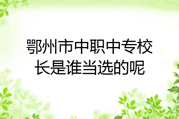 鄂州市中职中专校长是谁当选的呢