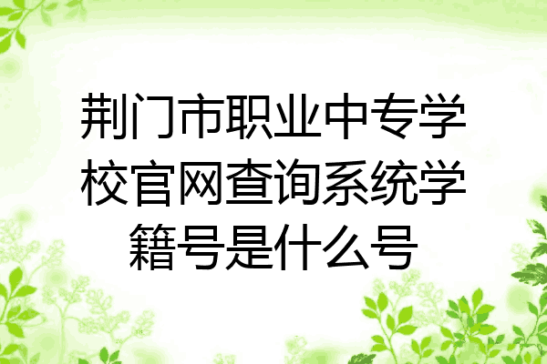 荆门市职业中专学校官网查询系统学籍号是什么号