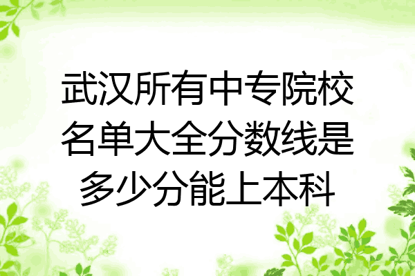 武汉所有中专院校名单大全分数线是多少分能上本科