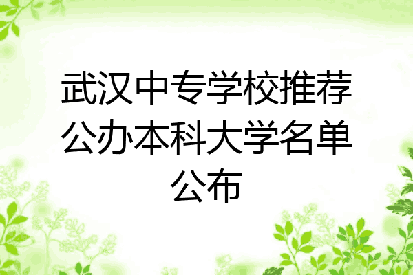 武汉中专学校推荐公办本科大学名单公布