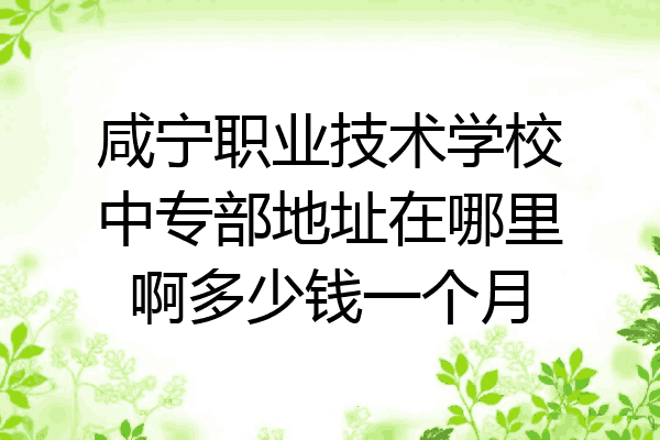 咸宁职业技术学校中专部地址在哪里啊多少钱一个月