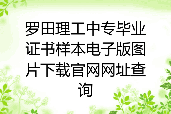 罗田理工中专毕业证书样本电子版图片下载官网网址查询