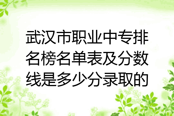 武汉市职业中专排名榜名单表及分数线是多少分录取的