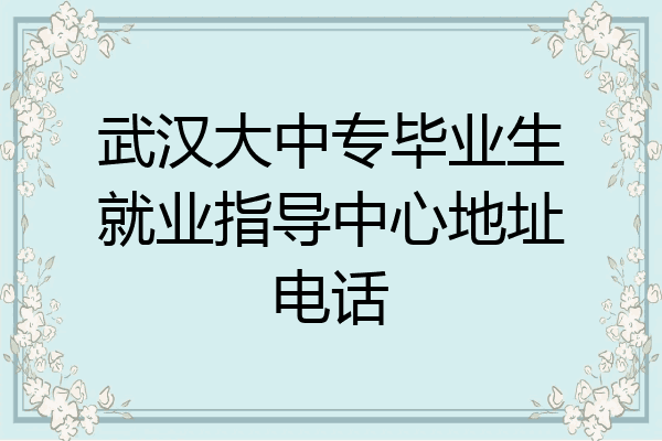 武汉大中专毕业生就业指导中心地址电话