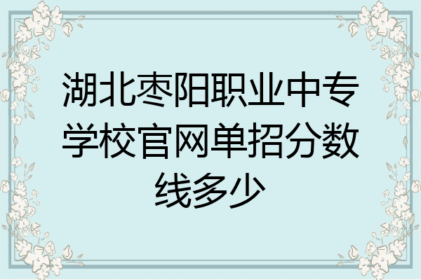 湖北枣阳职业中专学校官网单招分数线多少