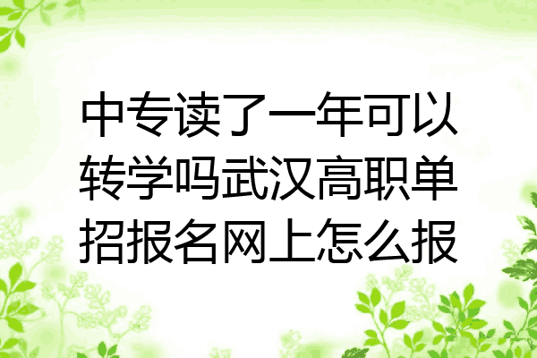 中专读了一年可以转学吗武汉高职单招报名网上怎么报