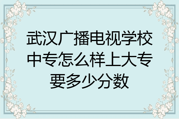 武汉广播电视学校中专怎么样上大专要多少分数