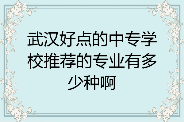 武汉好点的中专学校推荐的专业有多少种啊