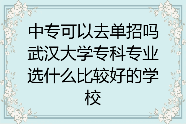 中专可以去单招吗武汉大学专科专业选什么比较好的学校