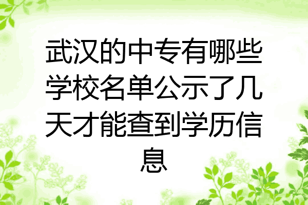 武汉的中专有哪些学校名单公示了几天才能查到学历信息