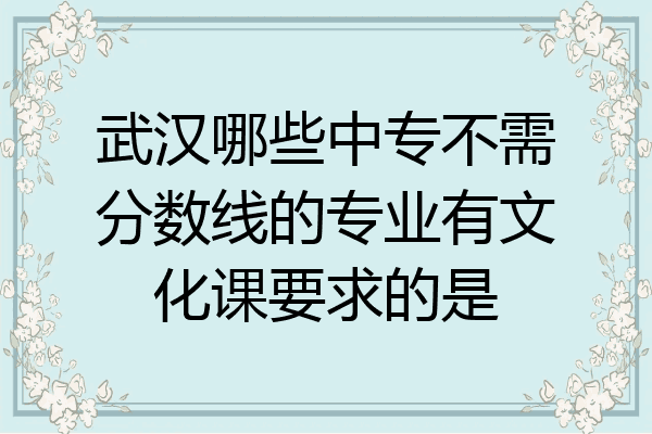 武汉哪些中专不需分数线的专业有文化课要求的是