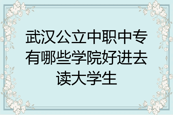 武汉公立中职中专有哪些学院好进去读大学生