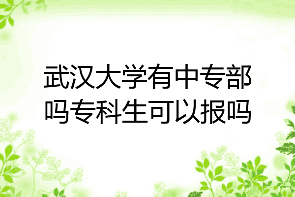 武汉大学有中专部吗专科生可以报吗