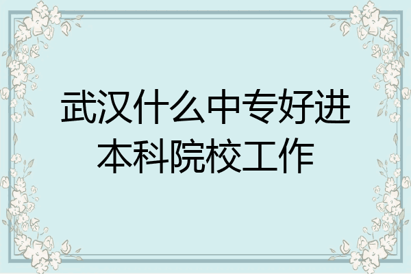 武汉什么中专好进本科院校工作