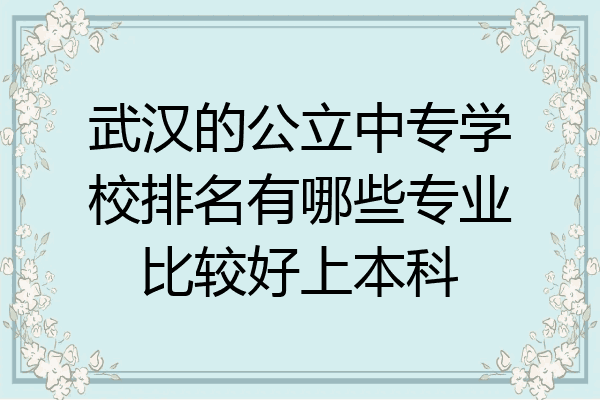 武汉的公立中专学校排名有哪些专业比较好上本科