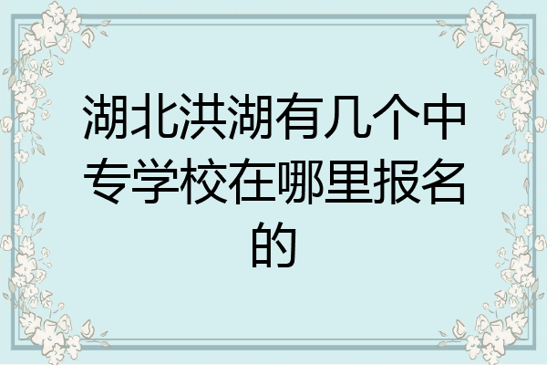 湖北洪湖有几个中专学校在哪里报名的