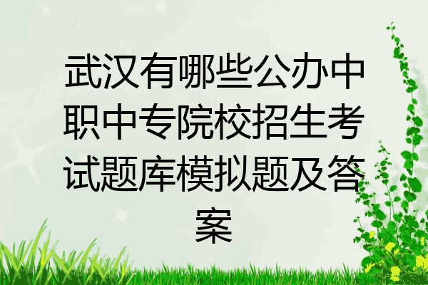武汉有哪些公办中职中专院校招生考试题库模拟题及答案