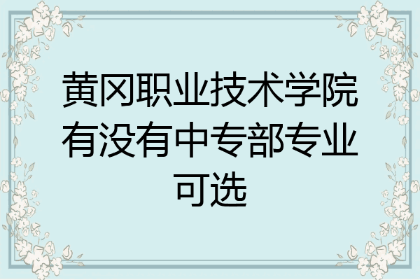 黄冈职业技术学院有没有中专部专业可选