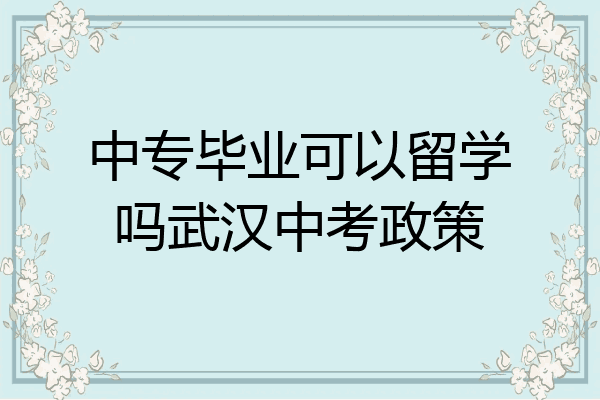 中专毕业可以留学吗武汉中考政策