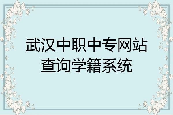 武汉中职中专网站查询学籍系统
