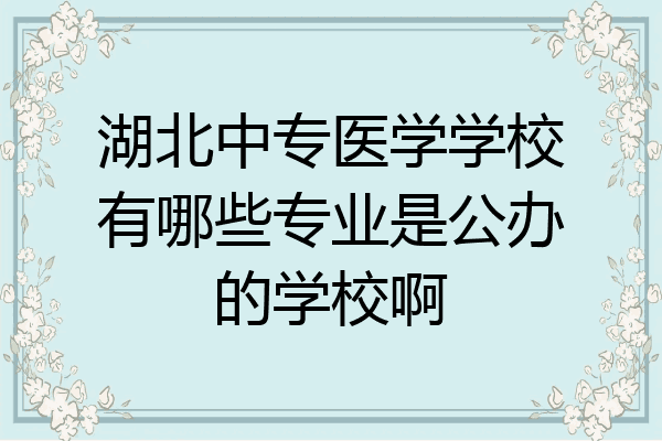 湖北中专医学学校有哪些专业是公办的学校啊