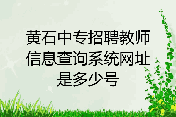 黄石中专招聘教师信息查询系统网址是多少号