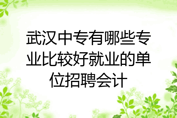 武汉中专有哪些专业比较好就业的单位招聘会计