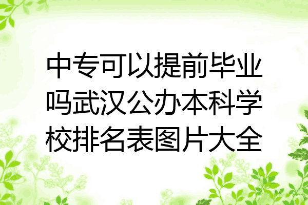 中专可以提前毕业吗武汉公办本科学校排名表图片大全