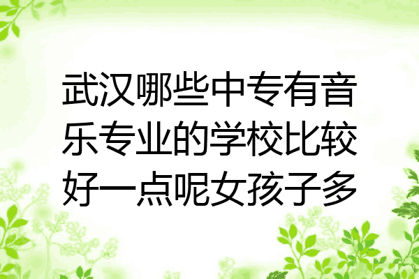 武汉哪些中专有音乐专业的学校比较好一点呢女孩子多