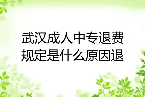 武汉成人中专退费规定是什么原因退