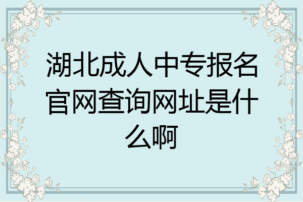 湖北成人中专报名官网查询网址是什么啊