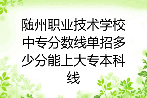 随州职业技术学校中专分数线单招多少分能上大专本科线