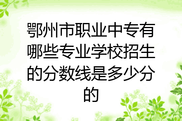 鄂州市职业中专有哪些专业学校招生的分数线是多少分的