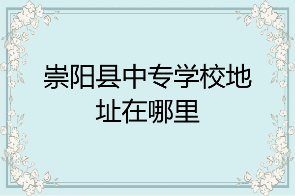 崇阳县中专学校地址在哪里