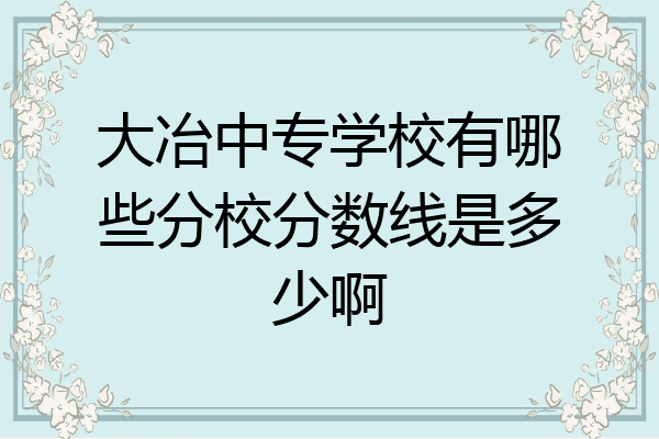 大冶中专学校有哪些分校分数线是多少啊