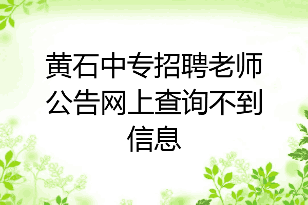 黄石中专招聘老师公告网上查询不到信息