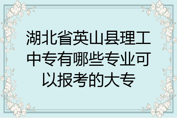 湖北省英山县理工中专有哪些专业可以报考的大专
