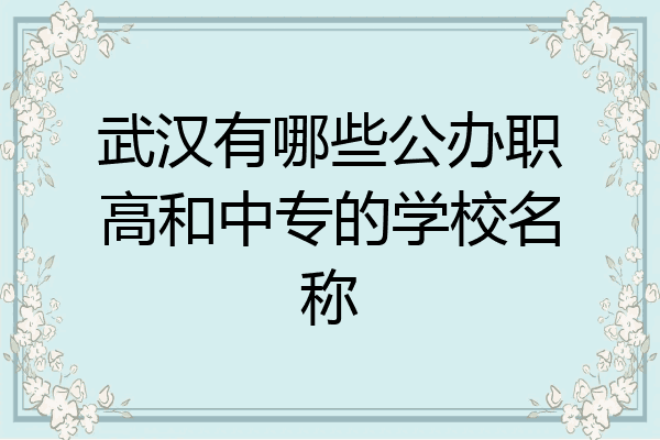 武汉有哪些公办职高和中专的学校名称