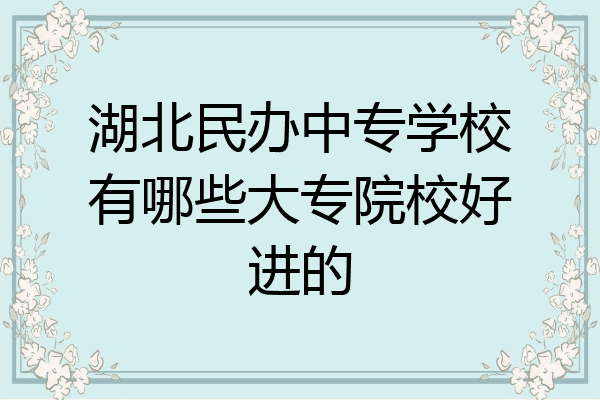 湖北民办中专学校有哪些大专院校好进的