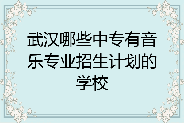 武汉哪些中专有音乐专业招生计划的学校